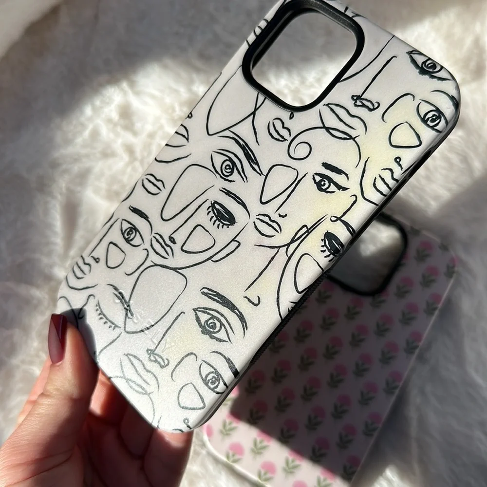 Set of 2 Casely BOLD MagSafe IPhone 14 Pro cases Face and Jenna's Flowers